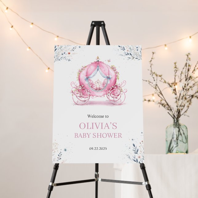 Pink Carriage, Floral, Elegant Foam Board (In Situ (Stand))