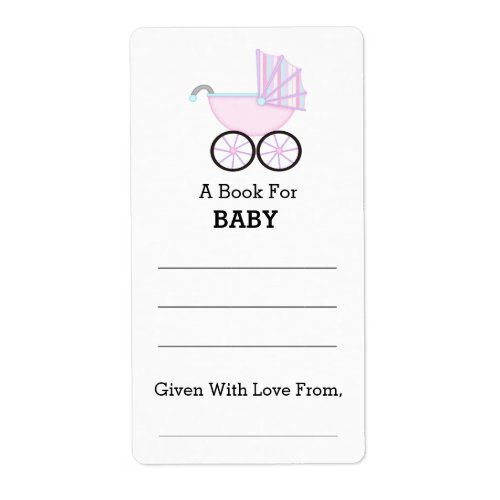 Pink Carriage Girl Baby Shower Bookplate