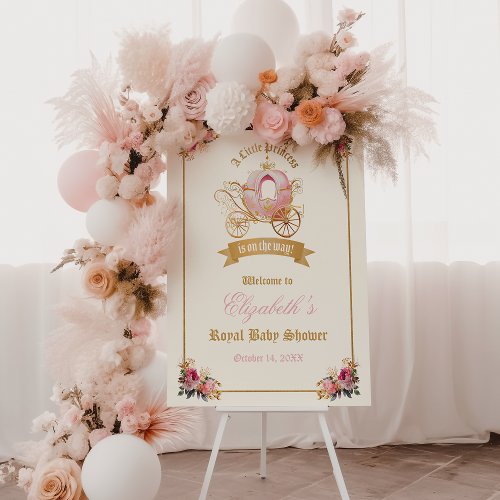 Pink Carriage Princess Baby Shower Welcome  Foam Board