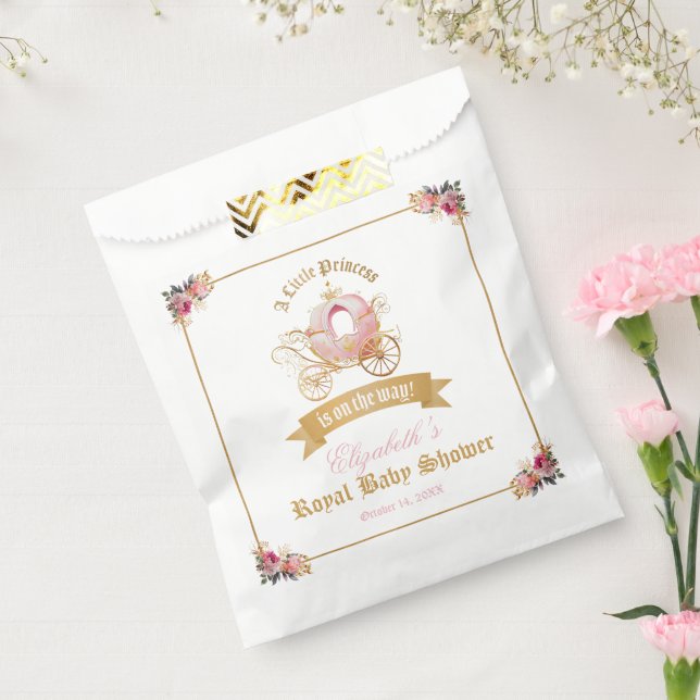 Pink Carriage Princess Fairytale Baby Shower  Favor Bag (Sealed)