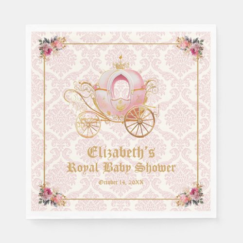 Pink Carriage Princess Fairytale Baby Shower  Napkins