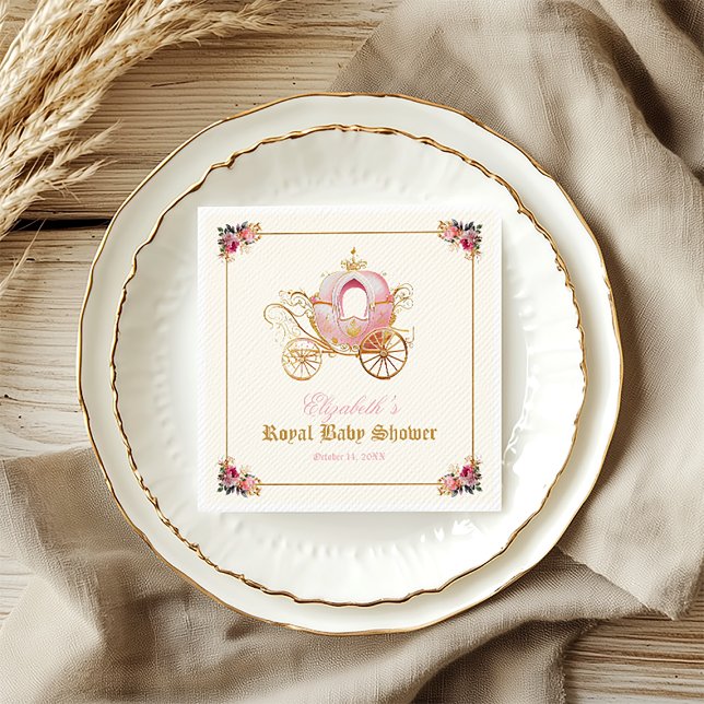 Pink Carriage Princess Fairytale Baby Shower  Napkins (Pink Carriage Princess Fairytale Baby Shower Napkins)