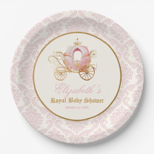 Pink Carriage Princess Fairytale Baby Shower  Paper Plates