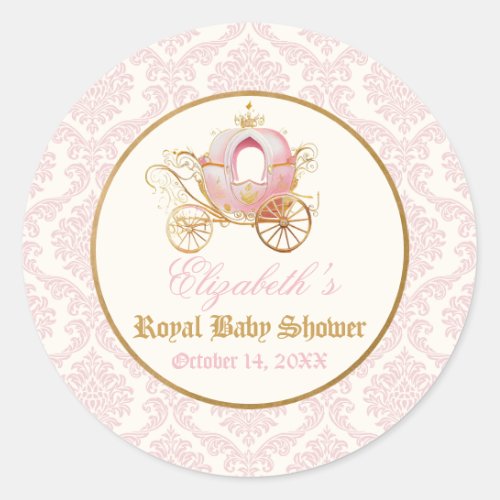 Pink Carriage Princess Fairytale  Classic Round Sticker
