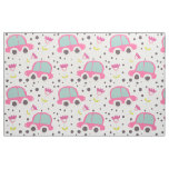 Pink Cars and Flowers Fabric