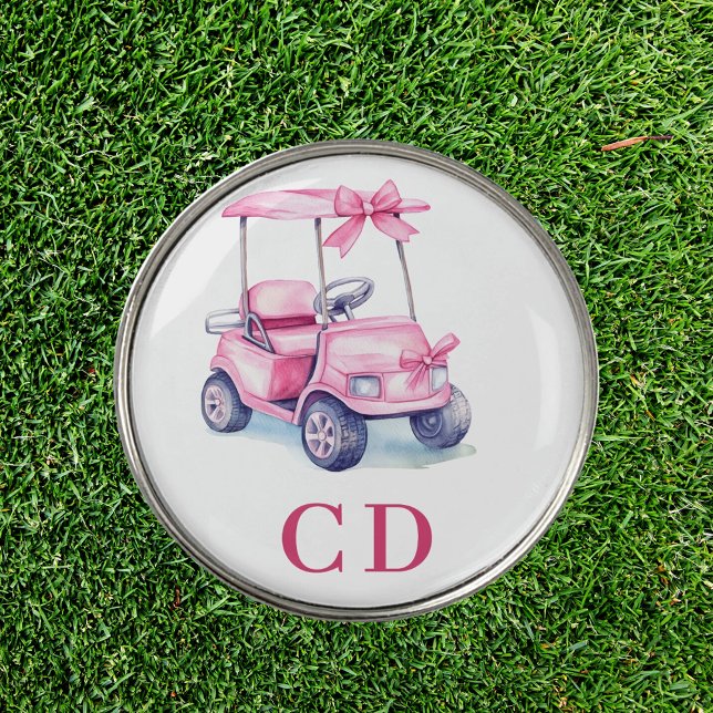 Pink cart monogram golf ball marker (Creator Uploaded)