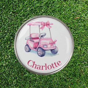 Pink cart name  golf ball marker