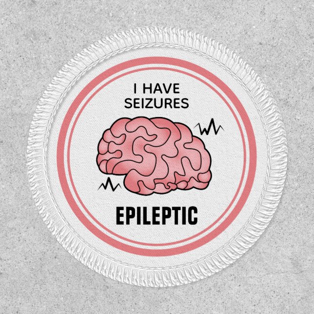 Pink Cartoon Brain Epilepsy Awareness Patch (Front)