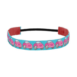 Pink Cartoon Car Athletic Headband