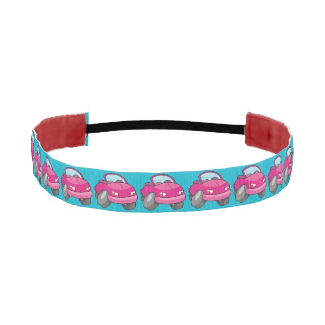 Pink Cartoon Car Athletic Headband (Front)