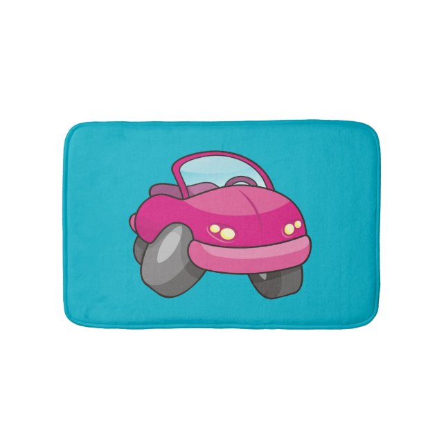Pink Cartoon Car Bathroom Mat (Front)