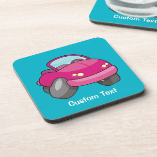 Pink Cartoon Car Beverage Coaster