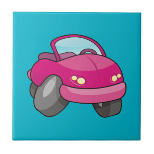 Pink Cartoon Car Ceramic Tile