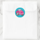 Pink Cartoon Car Classic Round Sticker (Bag)