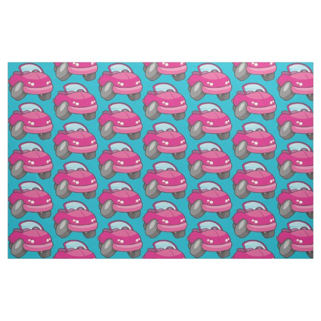 Pink Cartoon Car Fabric (Fat Quarter)