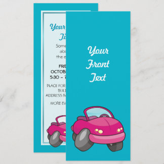 Pink Cartoon Car Invitation