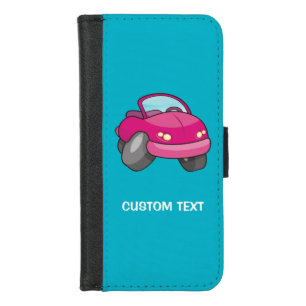 Pink Cartoon Car iPhone Wallet Case