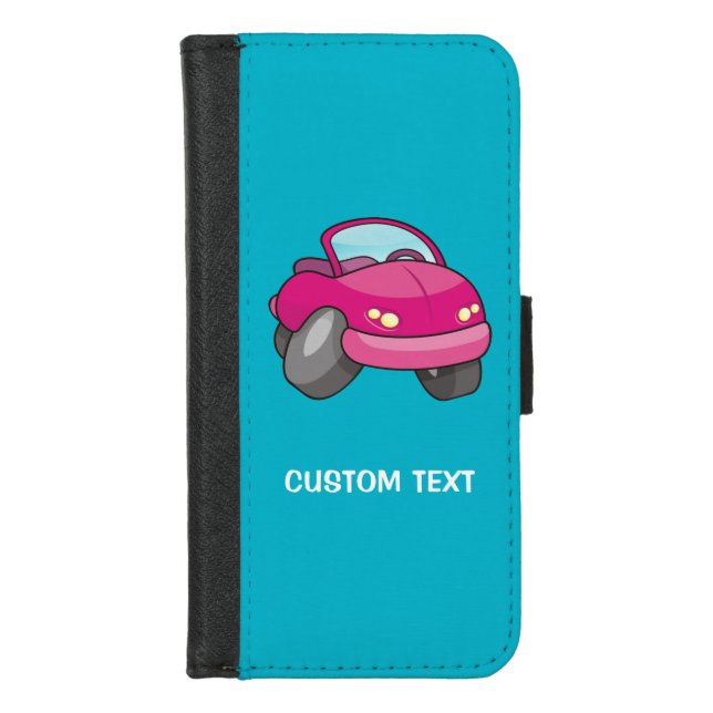 Pink Cartoon Car iPhone Wallet Case (Front)