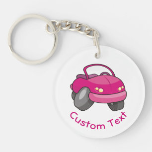 Pink Cartoon Car Keychain