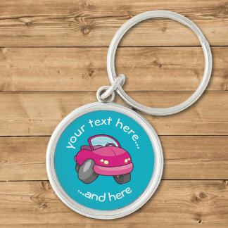Pink Cartoon Car Keychain