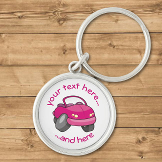 Pink Cartoon Car Keychain
