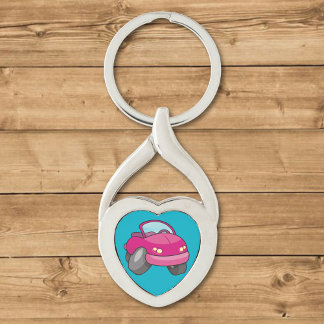 Pink Cartoon Car Keychain