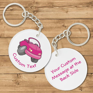 Pink Cartoon Car Keychain
