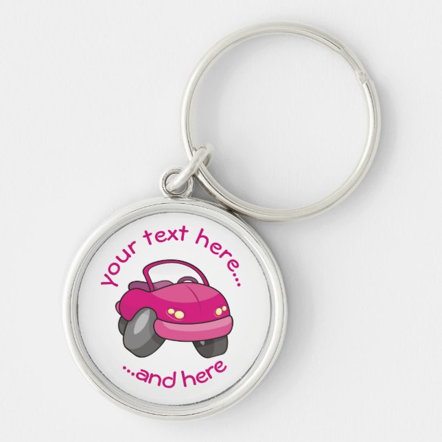 Pink Cartoon Car Keychain (Front)