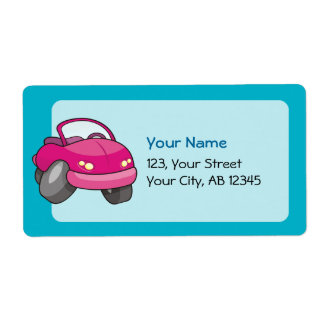 Pink Cartoon Car Label
