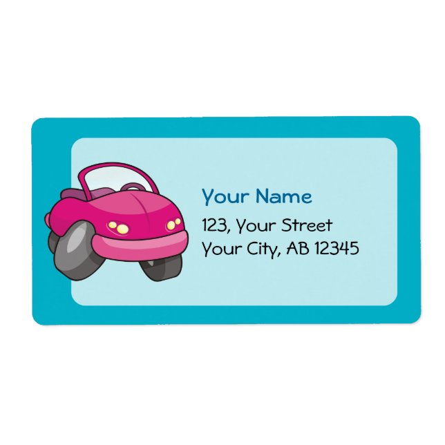 Pink Cartoon Car Label (Front)