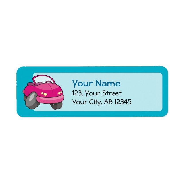 Pink Cartoon Car Label (Front)
