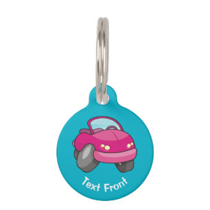 Pink Cartoon Car Pet ID Tag
