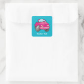 Pink Cartoon Car Square Sticker (Bag)