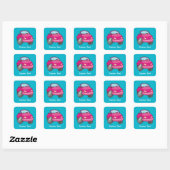 Pink Cartoon Car Square Sticker (Sheet)