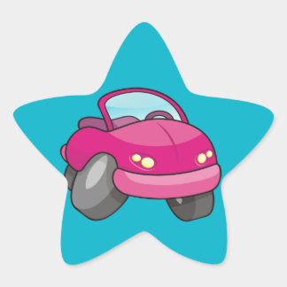 Pink Cartoon Car Star Sticker