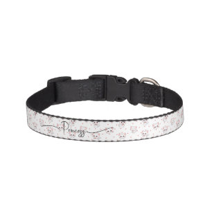 Pink Cartoon Cat Pattern with Stars and Pet Name Collar