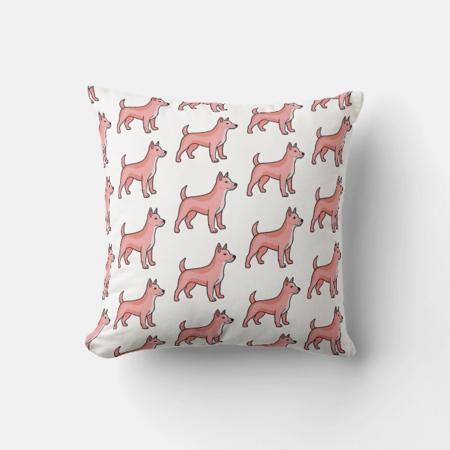 Pink Cartoon Dog Throw Pillow (Front)