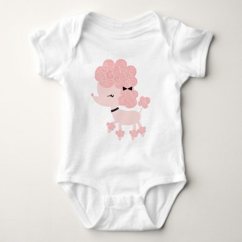 Pink Cartoon French Poodle Baby Bodysuit