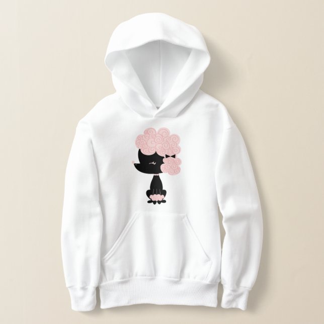 Pink Cartoon French Poodle Hoodie (Laydown)