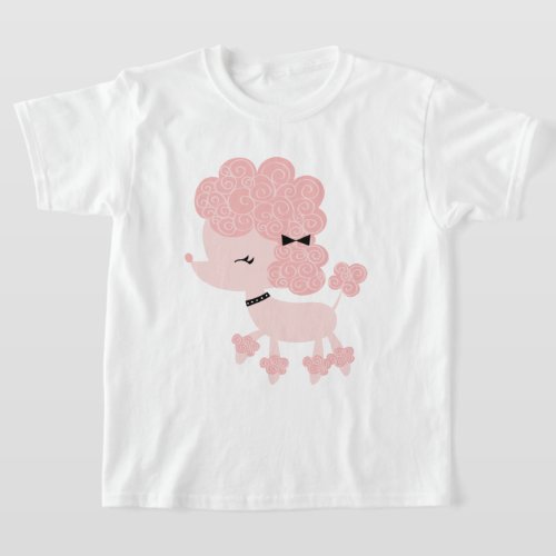 Pink Cartoon French Poodle T_Shirt