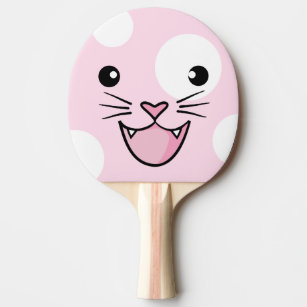 pink cartoon happy cat ping pong paddle