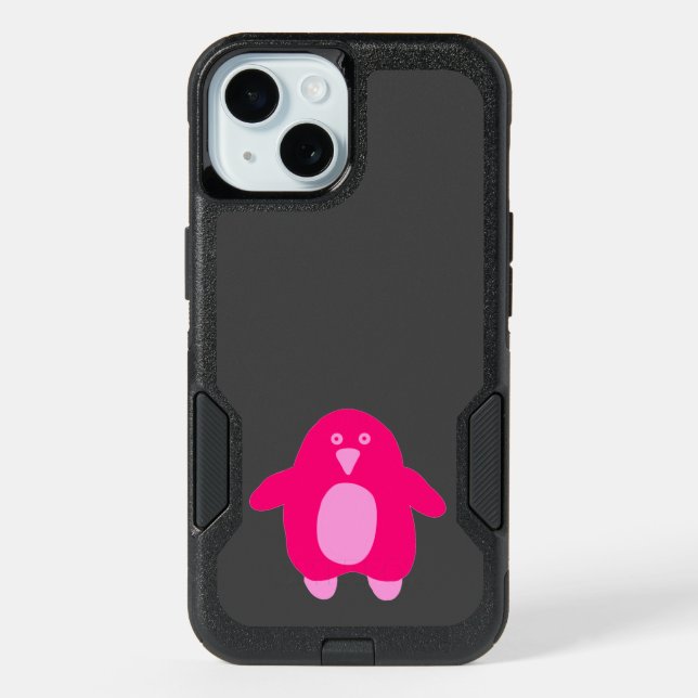 Pink Cartoon Penguin  iPhone 15 Case (Back)