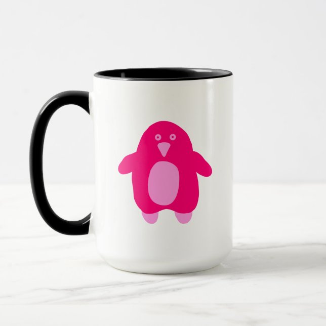 Pink Cartoon Penguin  Mug (Left)