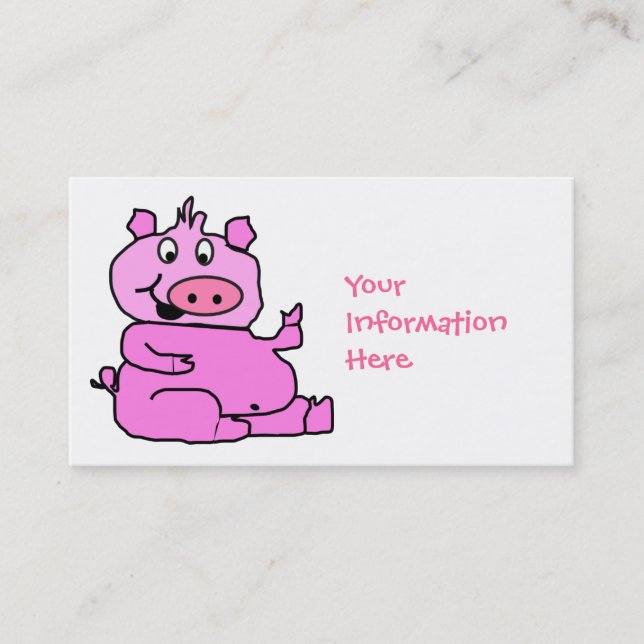 Pink Cartoon Pig Business Card (Front)
