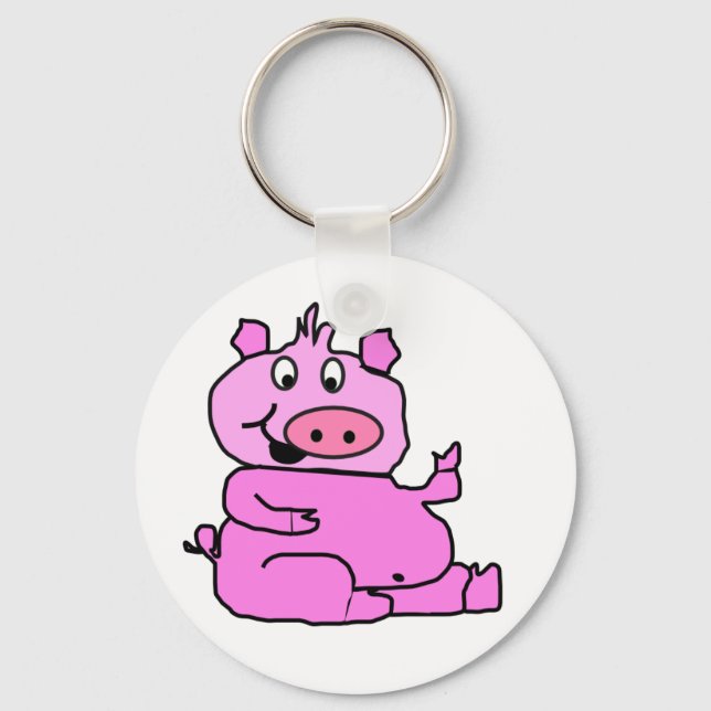 Pink Cartoon Pig Key Chain (Front)