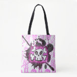 Pink Cartoon Skull Tote Bag