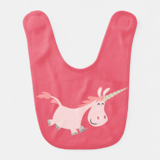 Pink Cartoon Unicorn Baby Bib