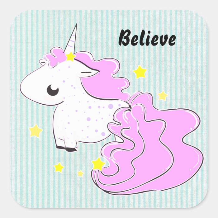 Pink cartoon unicorn with stars sticker