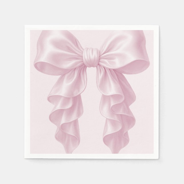 Pink Cascade Ruffle Bow Classy Posh Napkins (Front)