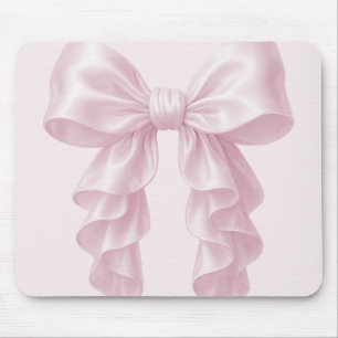 Pink Cascade Ruffle Bow Elegant Posh Girly Mouse Pad
